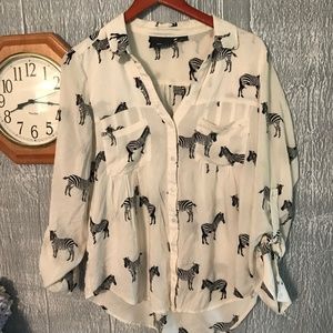 Zebra White Blouse Maeve Anthropologie